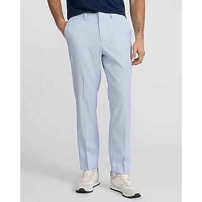 Express Men's Slim Blue Striped Everyday Performance Hybrid Elastic Waist Dress Pants in Print