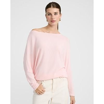 Express Women's Relaxed Crepe Convertible Dolman Long Sleeve Sweater in Pink XS