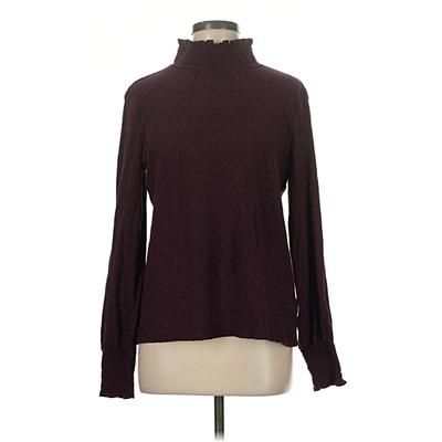 Talbots Long Sleeve Blouse: Burgundy Tops - Size Medium