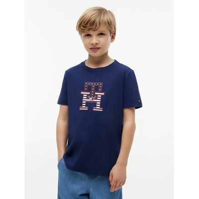 Tommy Hilfiger Boys' Kids' Stars & Stripes Monogram T-Shirt - Preppy Navy - XS