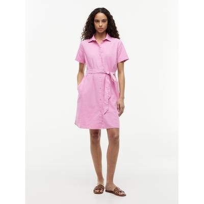 Tommy Hilfiger Women's Belted Linen-Cotton Blend Shirtdress - Rose Petal - XXS
