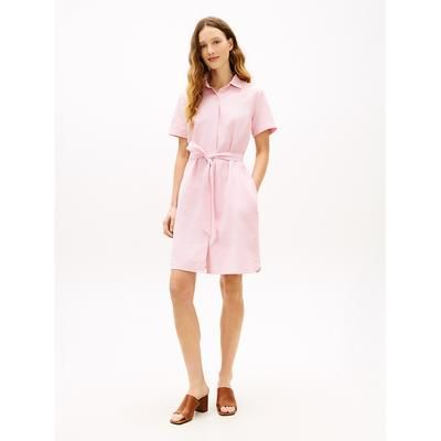 Tommy Hilfiger Women's Belted Linen-Cotton Blend Shirtdress - Pink Shade - XXL