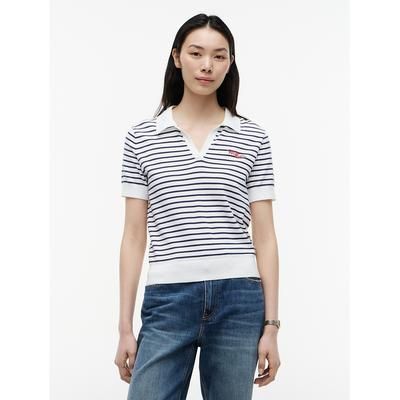 Tommy Hilfiger Women's Hilfiger Script Striped Sweater Polo - Optic White - S