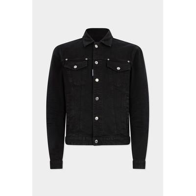 D2 - Garment Dyed Dan Jean Jacket, Man, Black, Size: 52