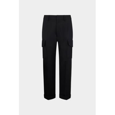 D2 - Tropical Wool Straight Cargo Pant, Man, Black, Size: 56