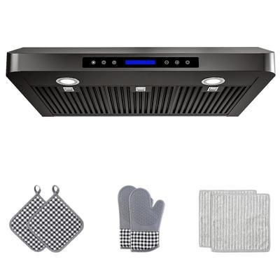 42 in. 900 CFM Ducted Under Cabinet Range Hood with 3 Venting Options, Remote, Touch Control LCD in Black