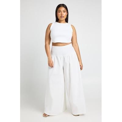 Plus Linen Look Extreme Wide Leg Trouser, natural