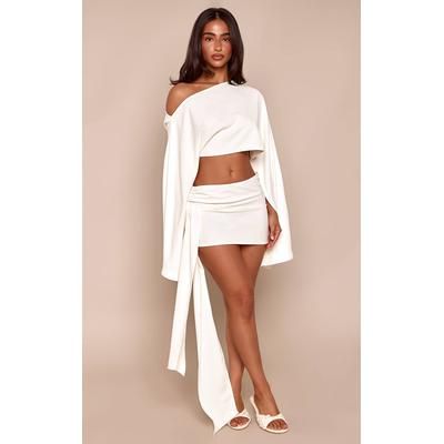 Petite White Floaty Knot Side Mini Skirt Co-ord