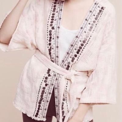 Anthropologie Tops | Anthropologie | Beautiful Stories Livia Kimono | Color: Pink/White | Size: One Size