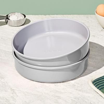 9" Circle Pan Duo In Gray | Non-Stick, Non-Toxic, Easy To Clean, Scratch Resistant Ceramic Bakeware | Oven Safe & Durable | Caraway