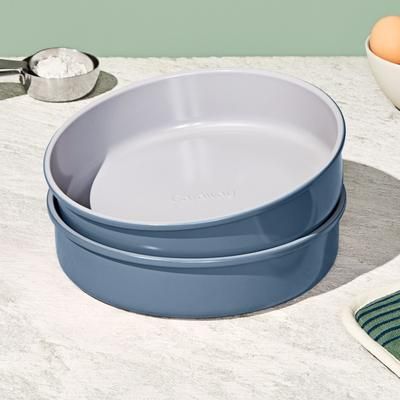9" Circle Pan Duo In Slate | Non-Stick, Non-Toxic, Easy To Clean, Scratch Resistant Ceramic Bakeware | Oven Safe & Durable | Caraway