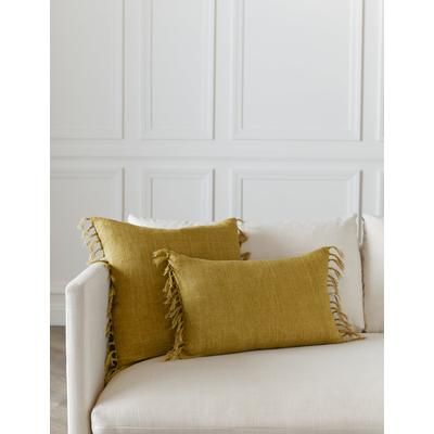 Roy Linen Pillow, Citron, 13" x 21"