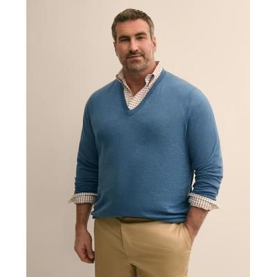 Brooks Brothers Men's Big & Tall Supima Cotton V-Neck Sweater | Dark Blue Heather | Size 4X Tall
