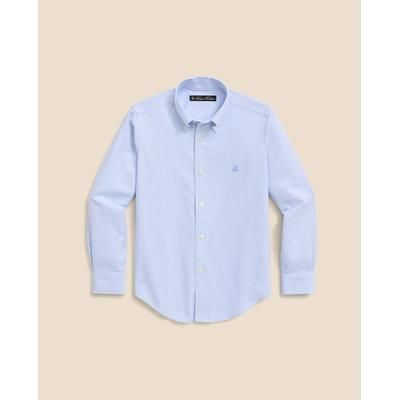Brooks Brothers Boys Non-Iron Stretch Cotton Oxford Sport Shirt | Light Blue | Size Medium