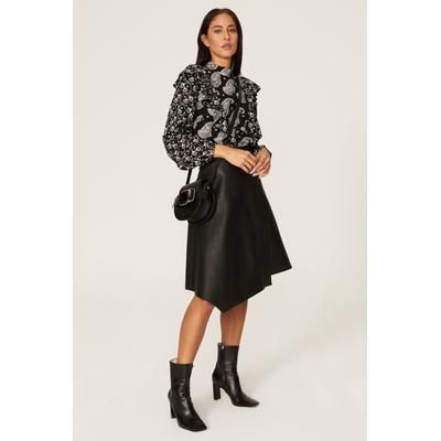 Ted Baker Paisley Waterfall Frill Top Black-white-print