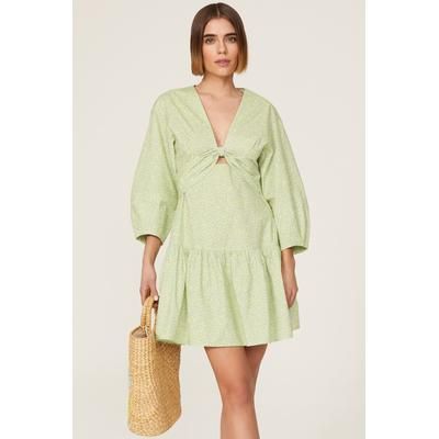 Derek Lam 10 Crosby x RTR Leaf Twist Front Dress Green-print