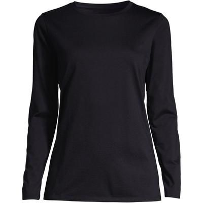 Women's Relaxed Supima Cotton Long Sleeve Crewneck T-Shirt - Black - XS