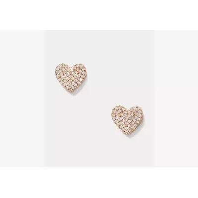 Kate Spade Yours Truly Pave Heart Studs, Rose Gold