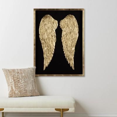 Gilded Wings | Gold | Décor Object | Z Gallerie | 30" x 40" | hand-painted feathers