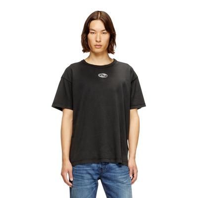 Diesel - Light cotton T-shirt with metallic Oval D logo - T-Shirts - Man - Black