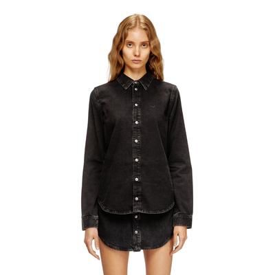 Diesel - Denim shirt with contrasting stitching - Denim Shirts - Woman - Black