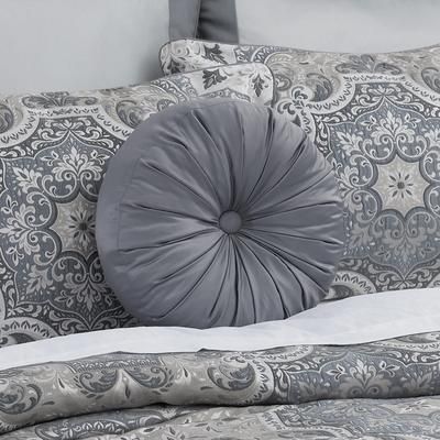 Royal Court Lisbon Round Decorative Throw Pillow, Slate