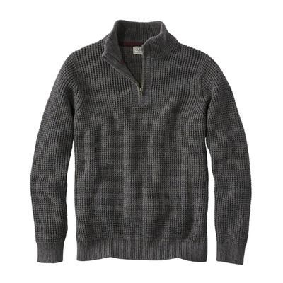 Men's Organic Cotton Waffle Sweater, Quarter Zip Dark Cinder Extra Large L. L.Bean
