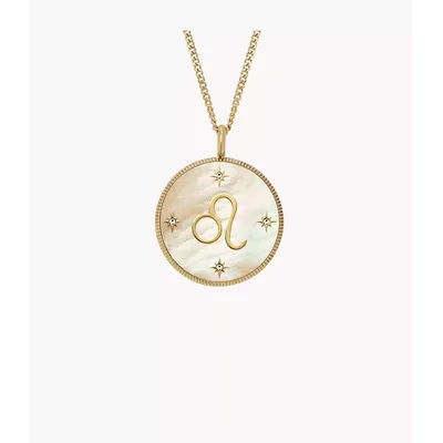 Leo Sutton Zodiac Gold-Tone Stainless Steel Gold Mother-Of-Pearl Pendant Necklace JF04842710