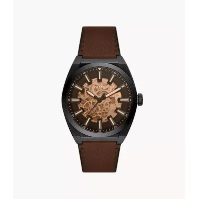 Everett Automatic Dark Brown Litehide™ Leather Watch