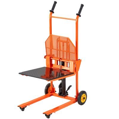 AECOJOY Material Lift Winch Stacker Hydraulic Lift Table Cart 500 Lbs Capacity one_size in Orange | 14101OR-LS02
