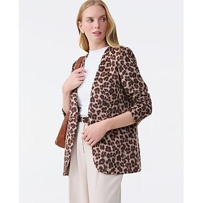 Ann Taylor The Longline Collarless Blazer in Animal Print