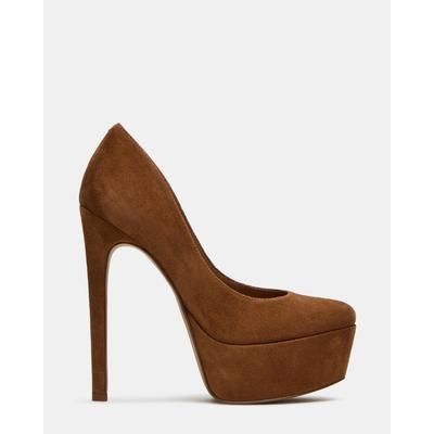 Steve Madden Women's Silene Platform Heels - Chestnut Suede - Size 8 - Leather