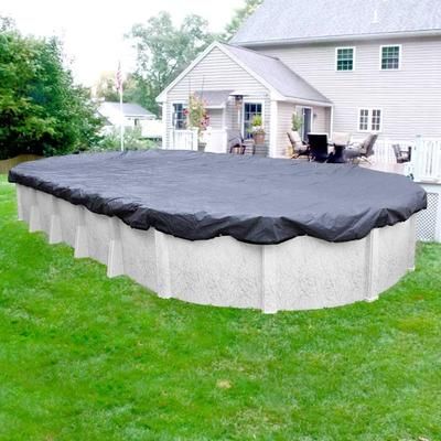 Premier 18 ft. x 40 ft. Pool Size Oval Slate Blue Solid Above Ground Winter Pool Cover