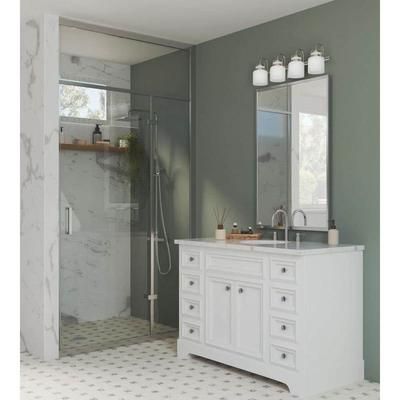 Fessler Collection 29.12 in. 4-Light Brushed Nickel Opal Glass Farmhouse Vanity Light