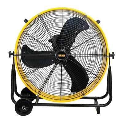 HICFM 24 in. Yellow Drum Fan, Variable Speed DC Motor, 8800 CFM, 180° Pivot, Turbo Floor Fan, UL Listed