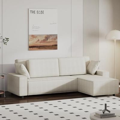 Garvee Corduroy Stripe 96 Inch Large Oversized Sectional Sofa L Shaped Modern Couch with Deep Seat Comfy Sofa Couch for Living Room Apartment Mall