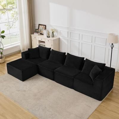 Garvee 137in Modular Sectional Sofa Modern Cloud Sectional Couch with Deep Seat L-Shape Boneless Couch with Chaise for Living Room Apartments Bedroom