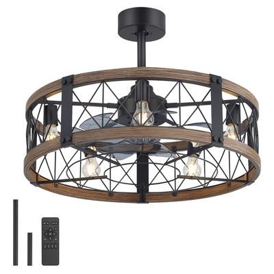 Airsurfer 28-Inch Black Industrial Indoor Ceiling Fan with Light Kit and Remote Control one_size | AS-35099-BK