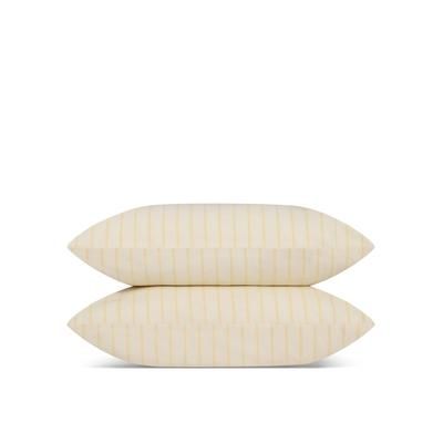 Piglet in Bed Slumber Stripe Cotton Pillowcase Pair, Queen - Butter Yellow