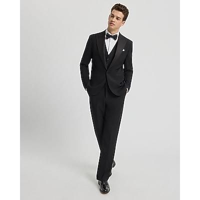 Express Men's Slim Performance Stretch Wool-Blend Tuxedo Jacket in Black