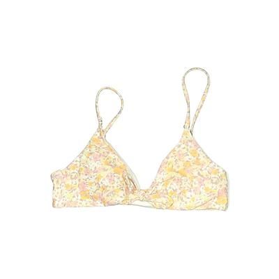 Minkpink Swimsuit Top Tan Floral Pattern Swimwear - Used - Size Large