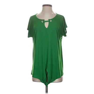 Espresso Short Sleeve Top Green Keyhole Neckline Tops - Used - Size Small