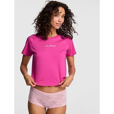 Cotton Raglan Sleep Tee, Pink, Xxl - Women's Pajama Tops - PINK