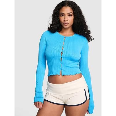 AnyWear Cropped Cardigangan, Blue, S - Women's Hoodies & Sweatshirts - PINK