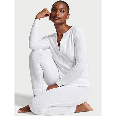 Cozy Pointelle Henley Long Pajama Set, White/ivory, Xlreg - Women's Sets - Victoria's Secret
