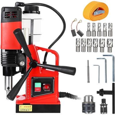 Garvee 1100W Magnetic Drill Press - 1.6in Boring Diameter 550 RPM Portable Electric Drilling Machine with 11 Drill Bits Ideal for Metal Surface