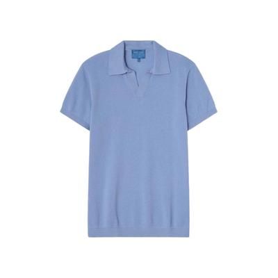 Robert Talbott Randall Cotton Cashmere Johnny Collar Sweater - Indigo Blue