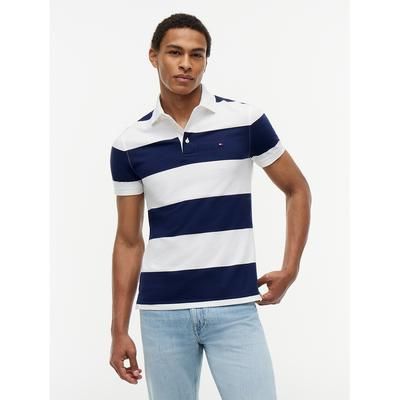 Tommy Hilfiger Men's Slim Fit Rugby Stripe Polo - Navy/White Stripe - XXXL
