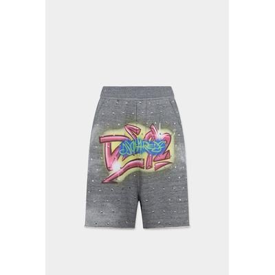 D2 - Rebel Tags Big Fit Shorts, Man, Grey, Size: S