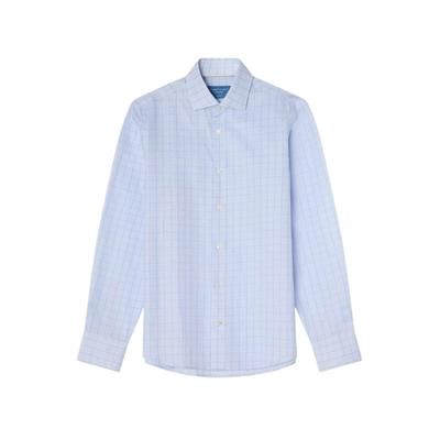 Robert Talbott Reynolds Windowpane Cotton Linen Blend Shirt in Contemporary Fit - Blue